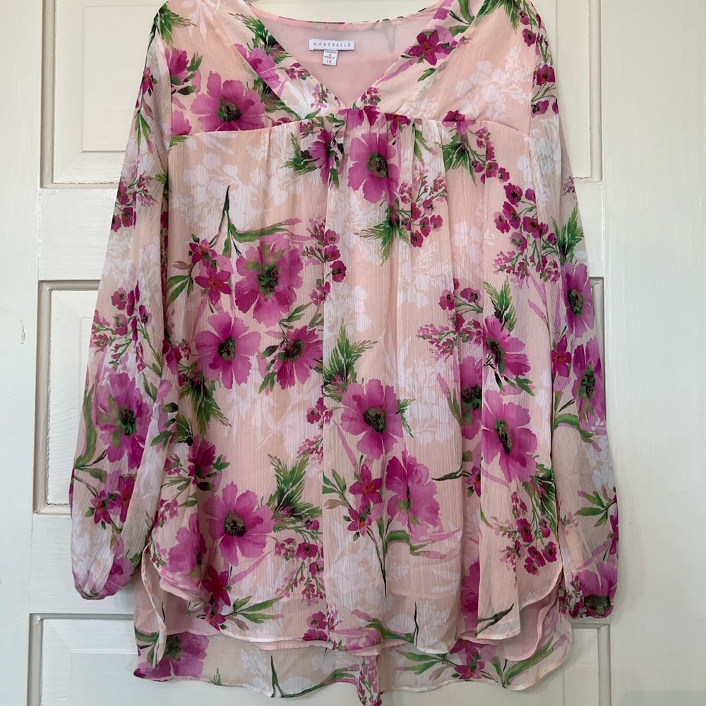 Marybelle Pink Floral Top Size 1X